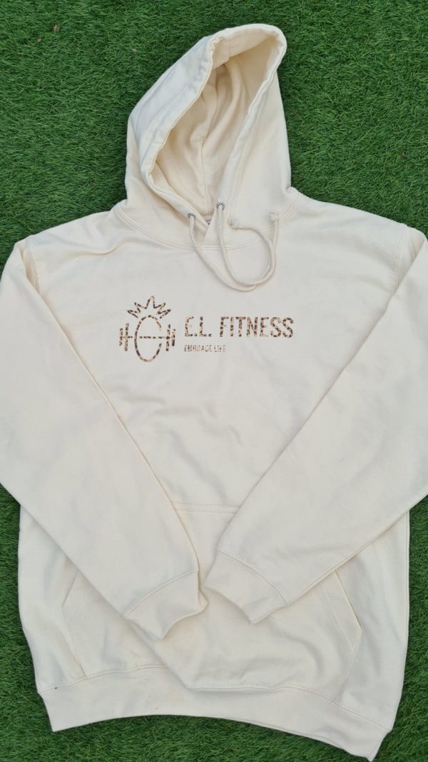Cream leopard print logo Hoody