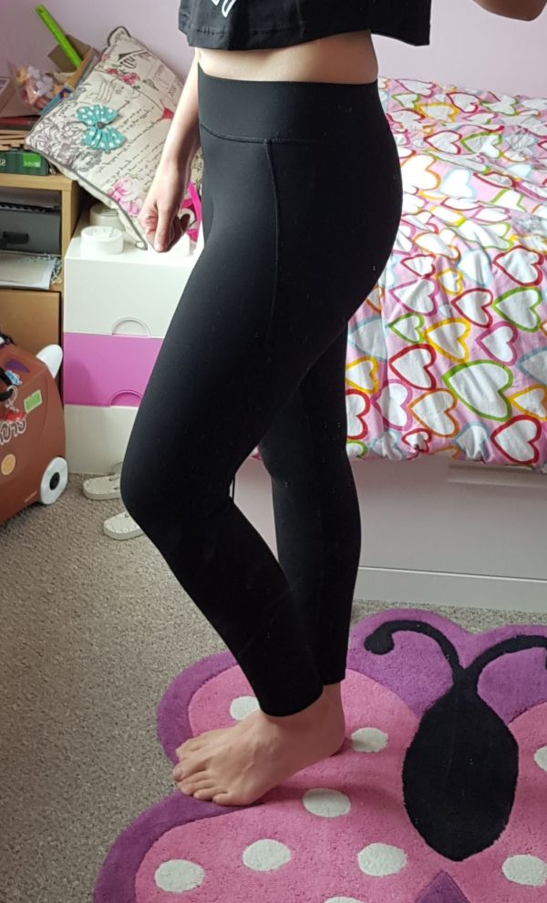 Ladies plain black leggings with logo - Image 2