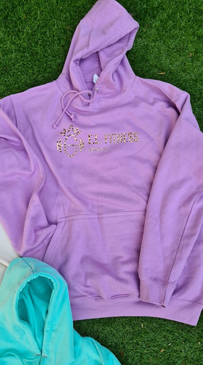 Lavender leopard print logo hoody - E.L. Fitness