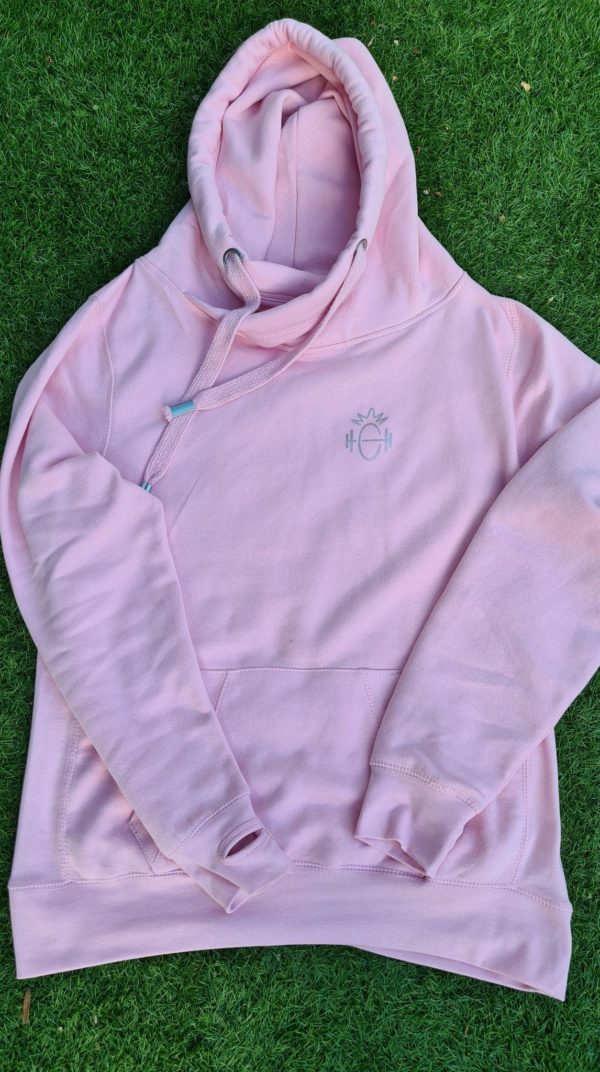 Super soft baby pink cross neck hoody