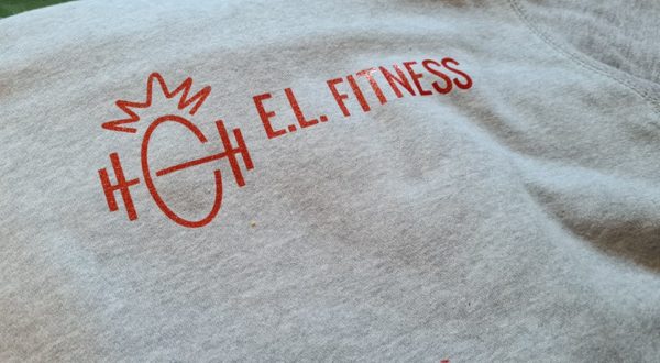 WINTER SPECIAL Super soft grey cross neck hoody with red glitter logo - Image 4