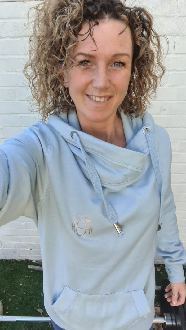 Super soft baby blue cross neck hoody