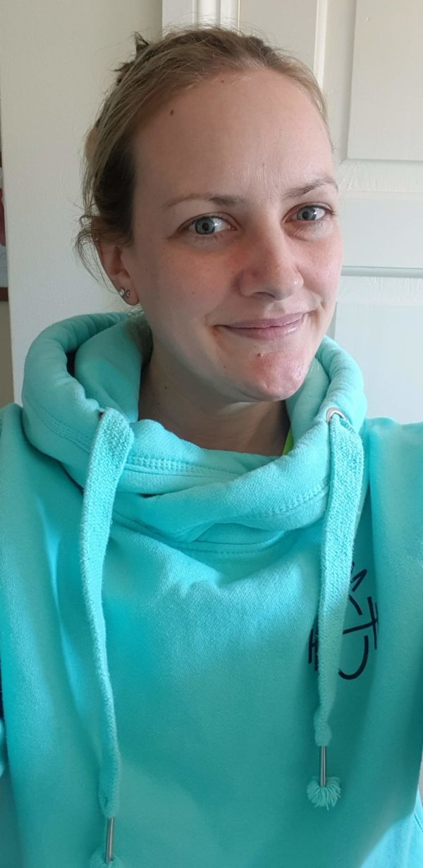 Super soft peppermint cross neck hoody